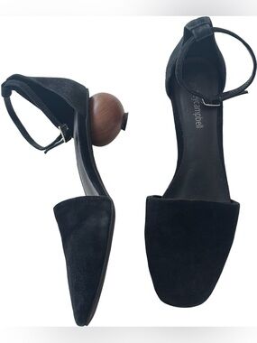 Jeffrey Campbell Suede Ababa Round Wooden Ball Hell Pump in Black Size 10